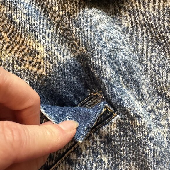 Vtg Womens Denim Jacket Acid Wash Oversized Large Pockets Western Cotton USA - Picture 3 of 8